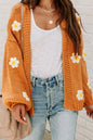 Floral Applique Bubble Sleeve Cardigan