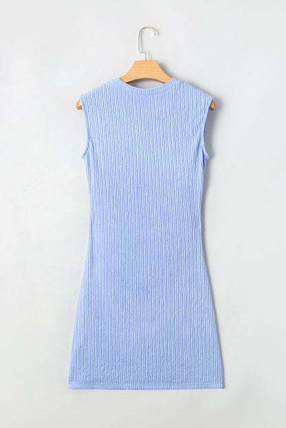 Textured Ruched Side Bodycon Tank Dress