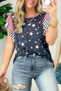 Stripe and Stars Ruffle Sleeve T-Shirt