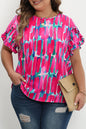 Abstract Petal Sleeve Blouse Plus Size