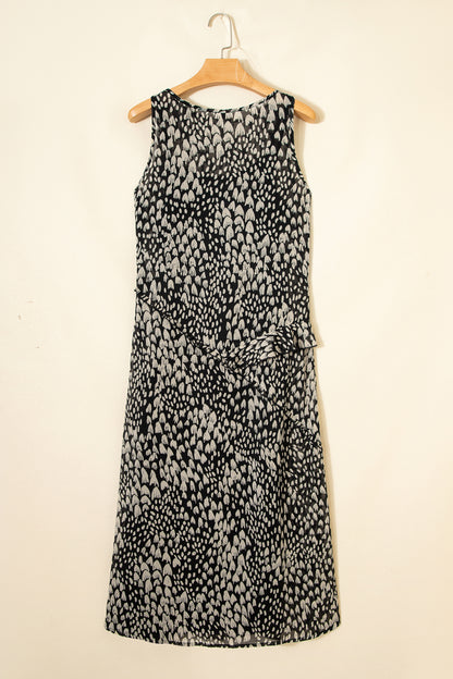 Abstract Dotted Sleeveless Maxi Dress