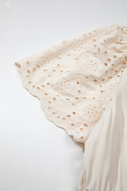 Plus Size Embroidered Eyelet Patchwork V-Neck Maxi Dress