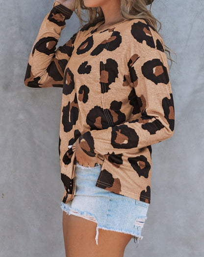 Leopard Raglan Long Sleeve Top