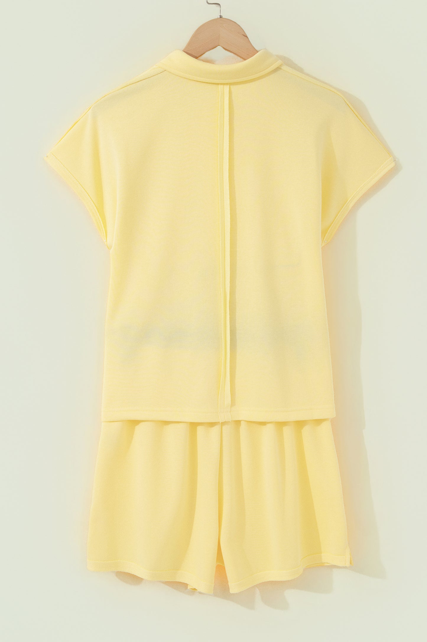 Solid Polo Tee & Elastic Waist Short Set