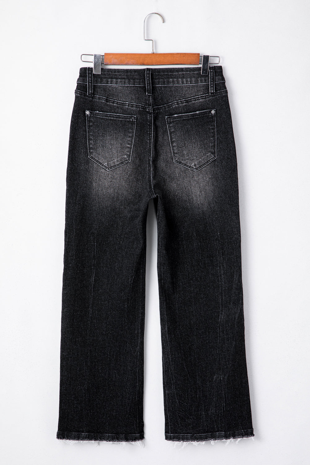 Solid Mineral Wash Raw Hem Flared Jeans