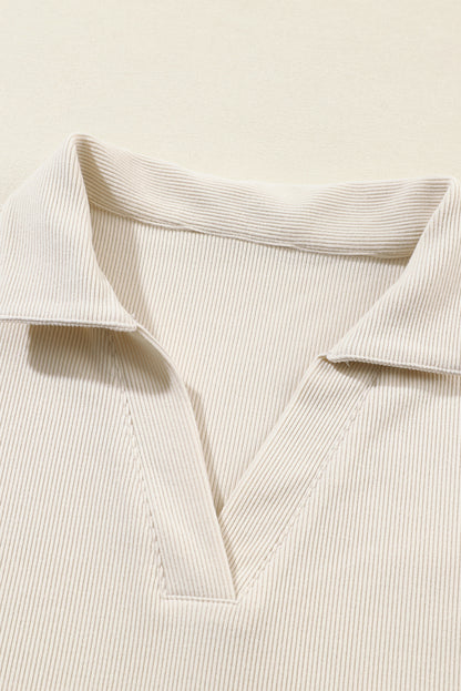 Solid Collared Pullover and Pants Set