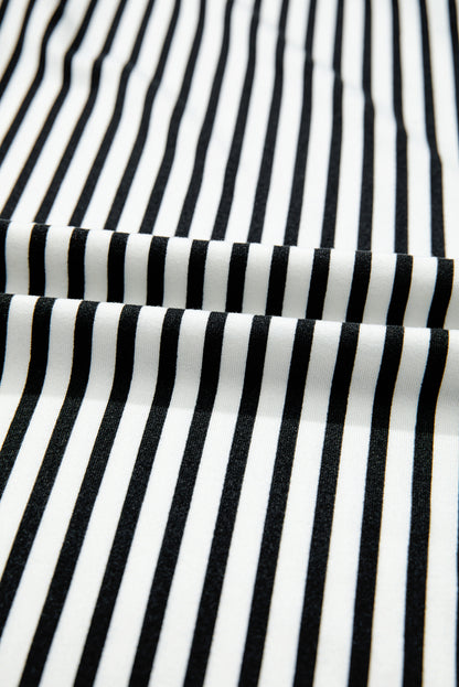 Stripe Tied High Waist Straight Leg Pants