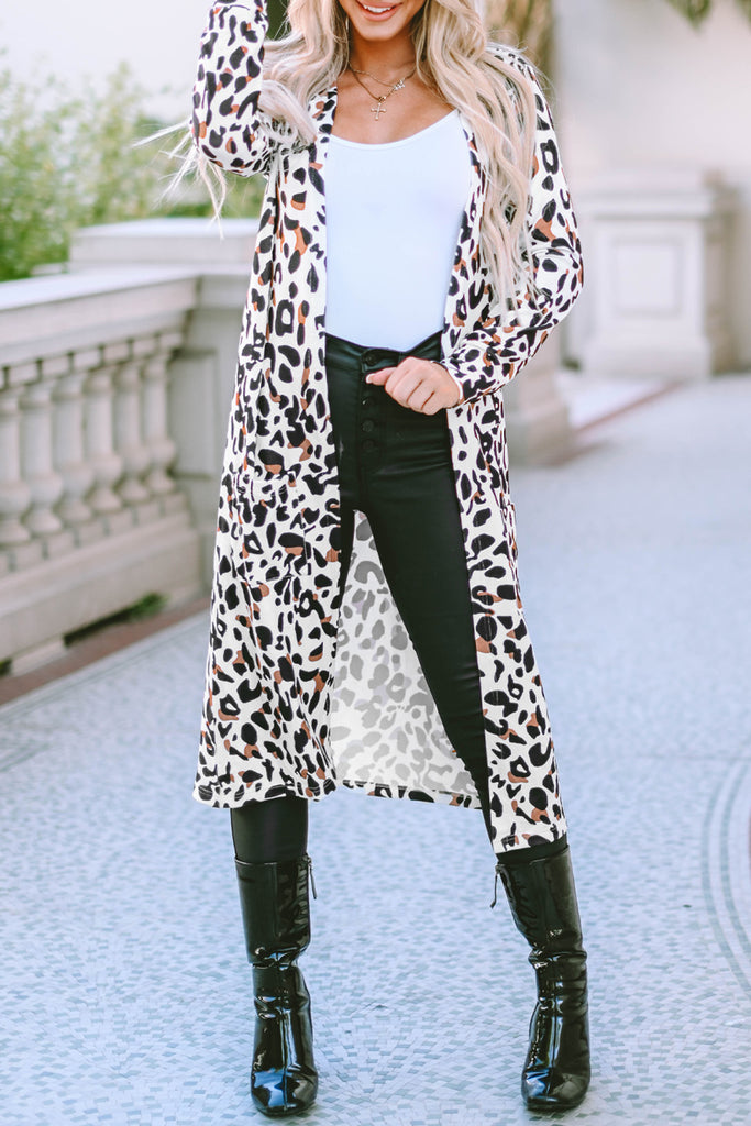Leopard Pocketed Duster Cardigan