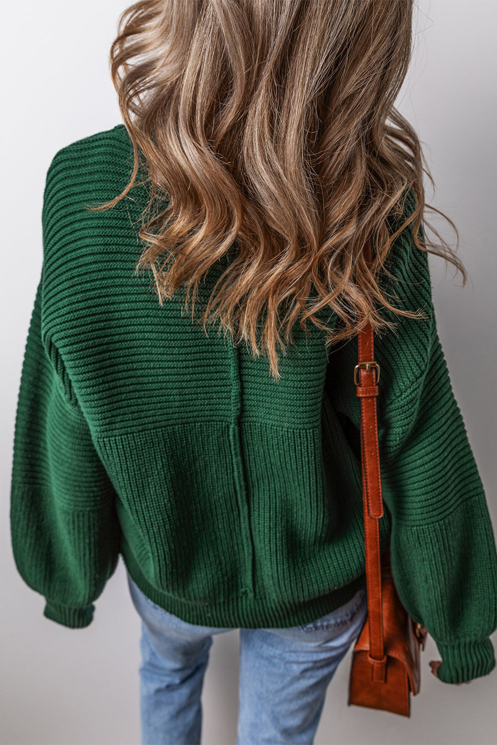 Textured Knit Lantern Sleeve Sweater