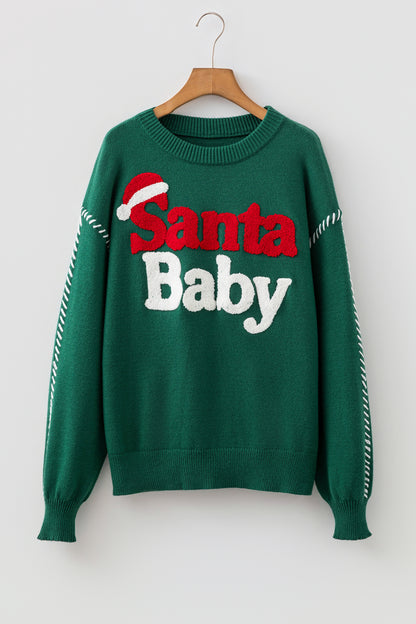 Christmas Santa Baby Patch Embroidered Sweater