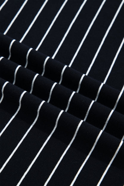 Stripe Drawstring Waist Pocketed Mini Dress