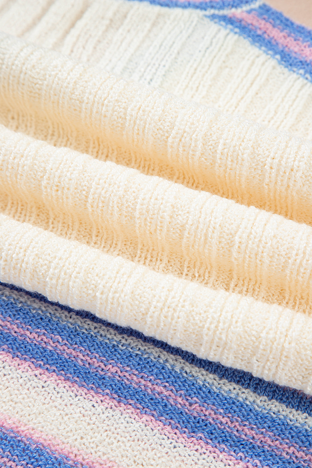 Stripe Ribbed Dolman Sleeve V-Neck Sweater