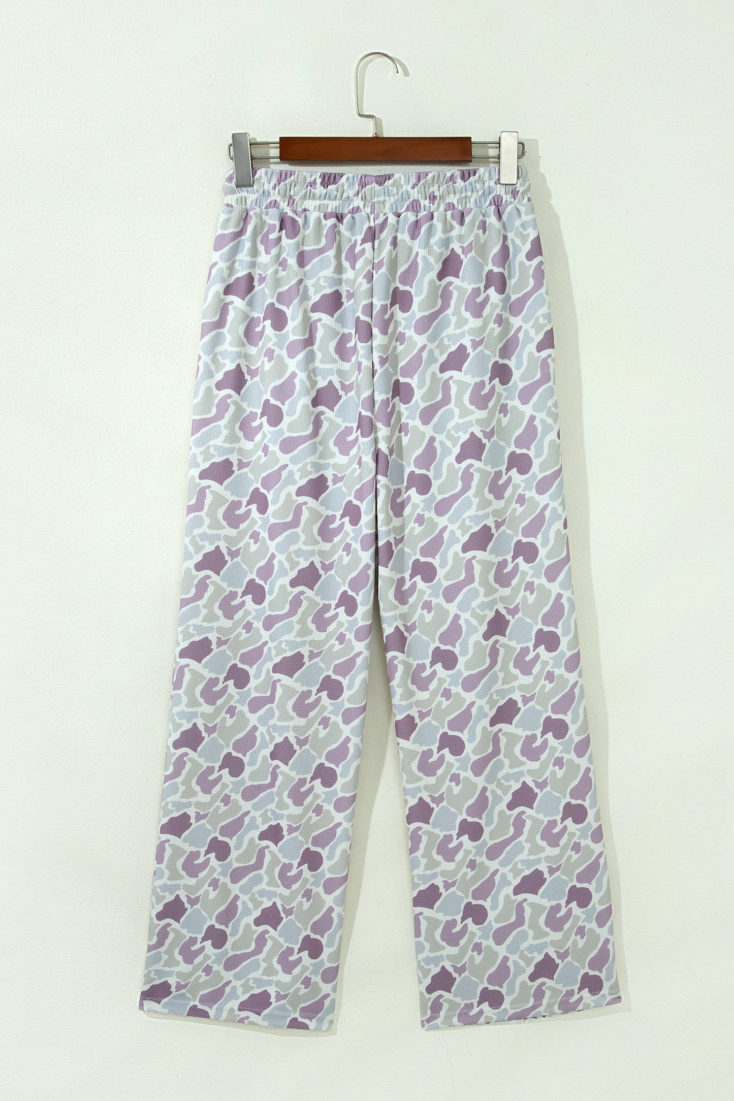 Camo Drawstring High Waist Wide Leg Pants