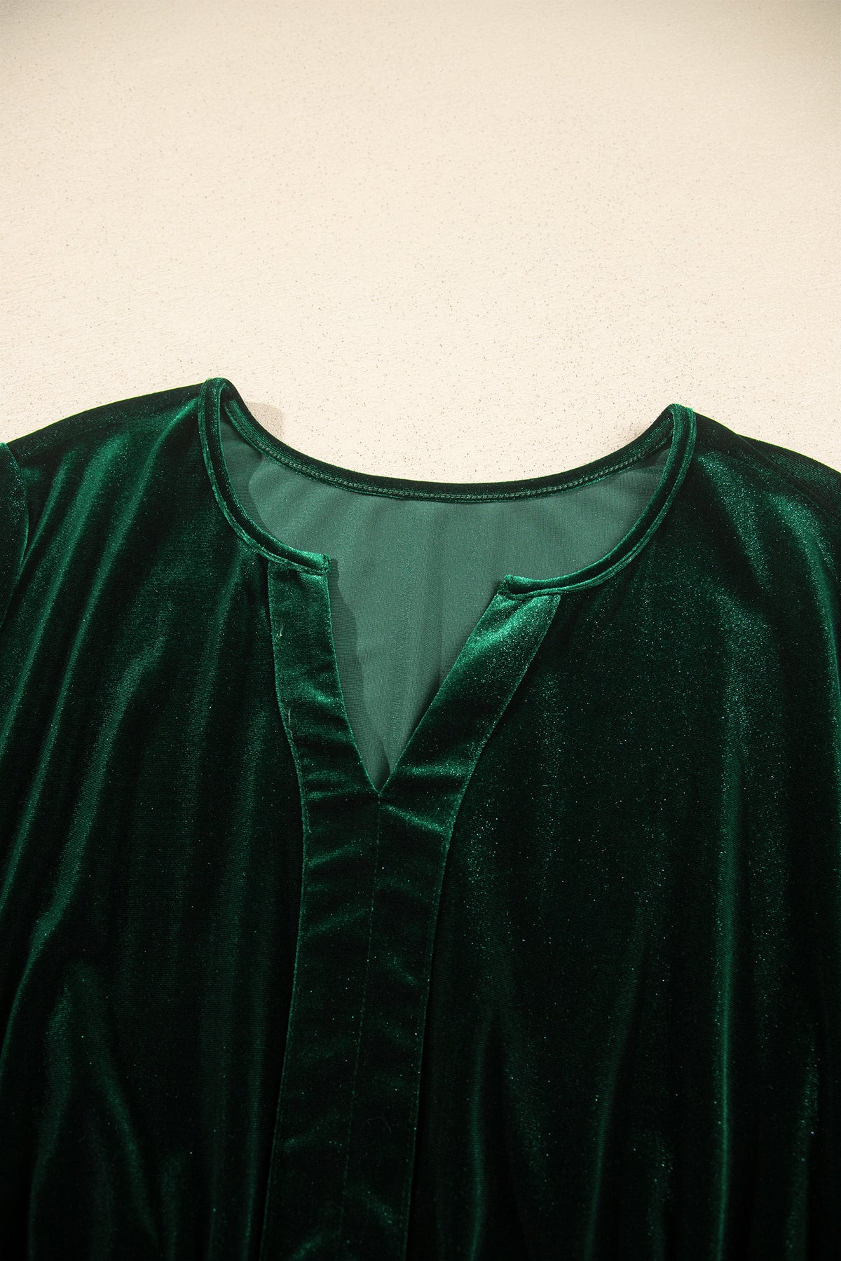 Plus Size Velvet V-Neck Long Sleeve Maxi Dress
