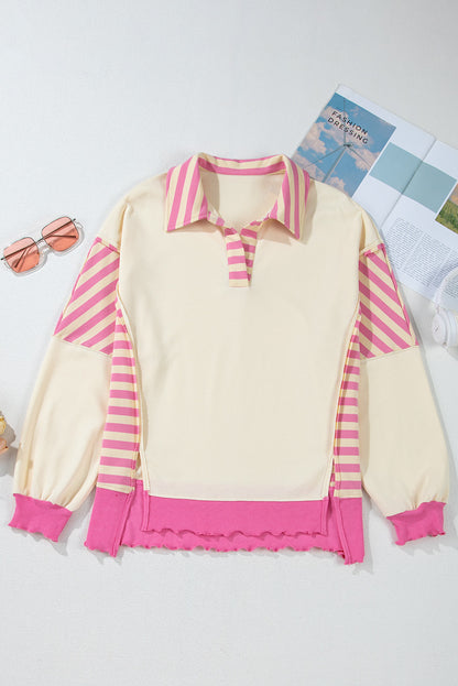 Stripe Colorblock Terry Knit Top