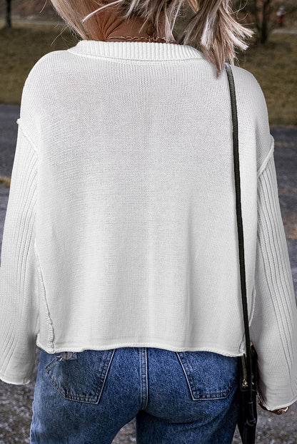 Ribbed Button Front Collared Sweater