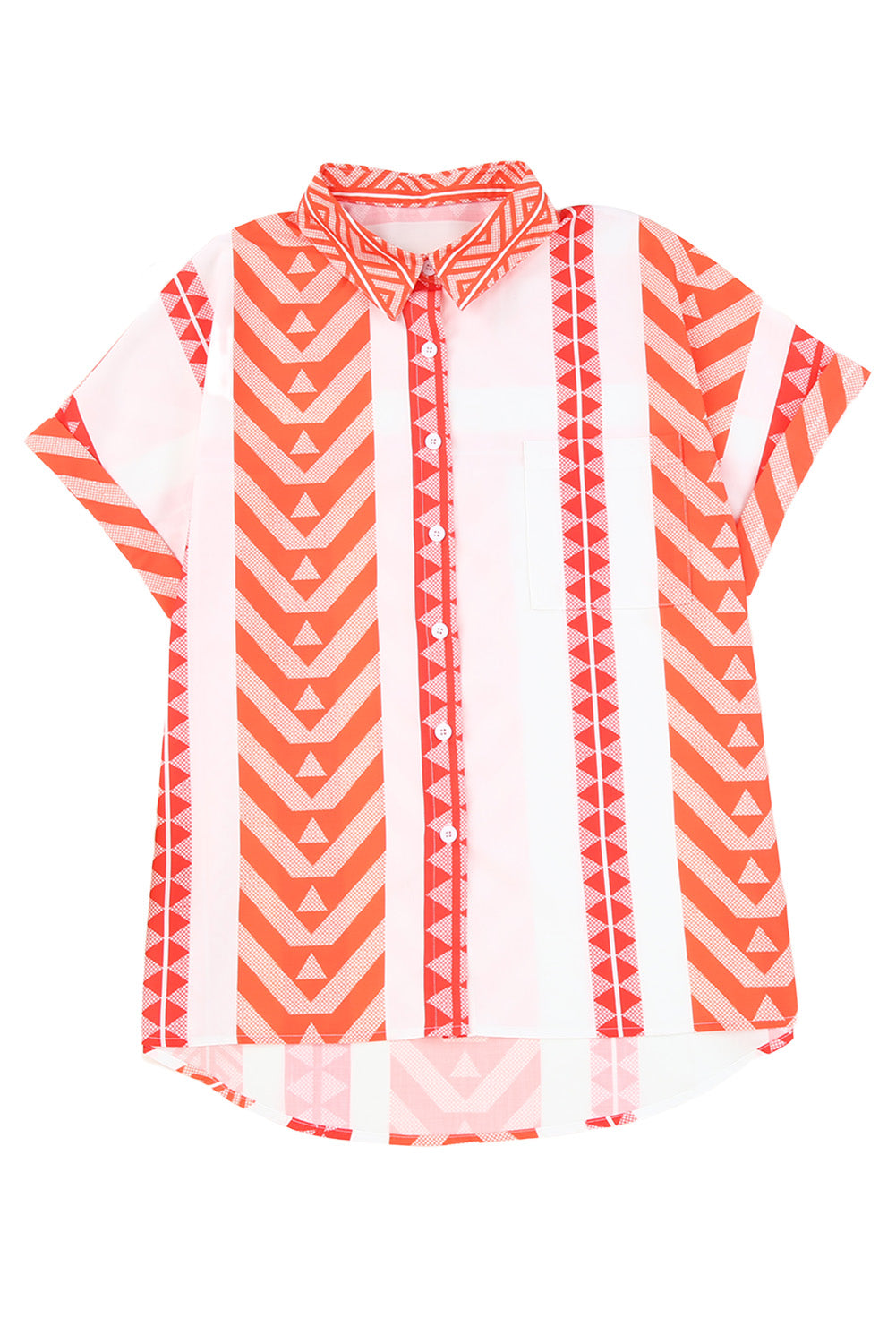 Geometric Stripe Button Front Shirt