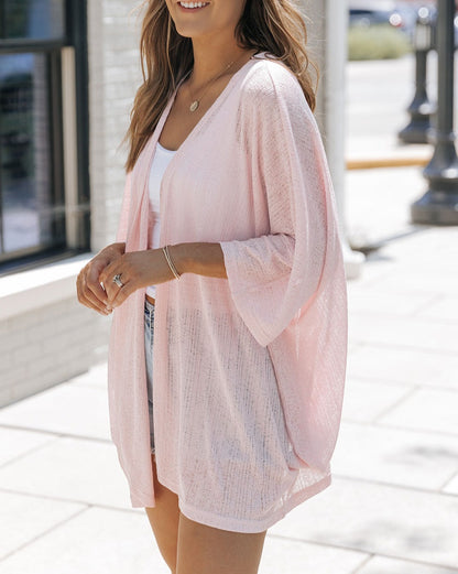 Semi-Sheer 3/4 Sleeve Cardigan