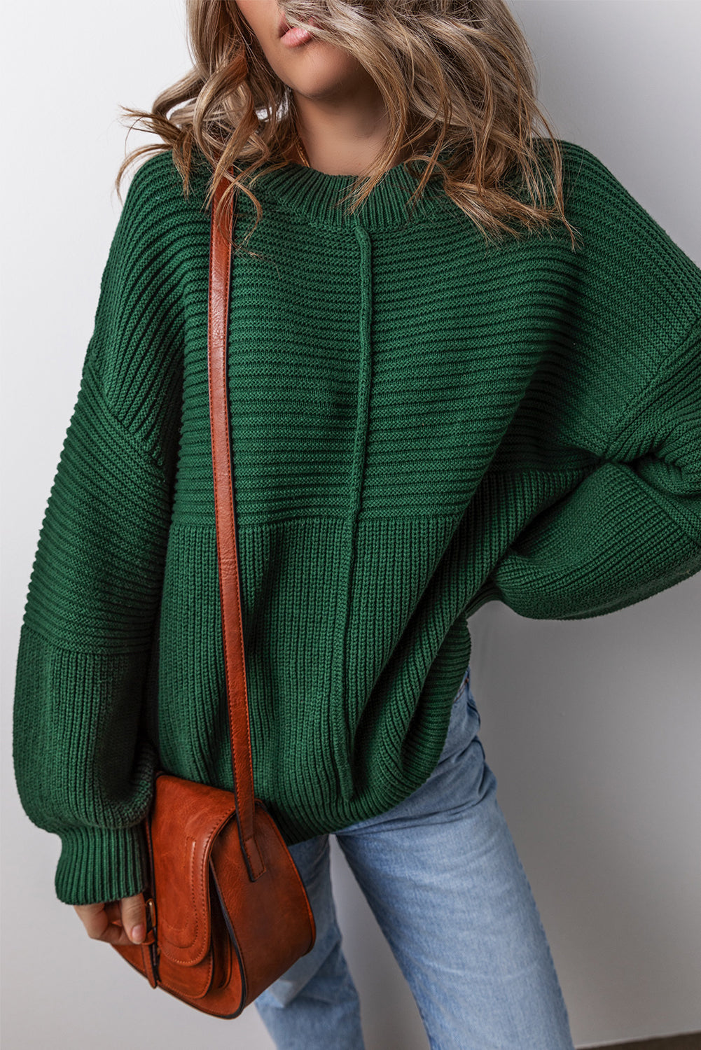 Textured Knit Lantern Sleeve Sweater