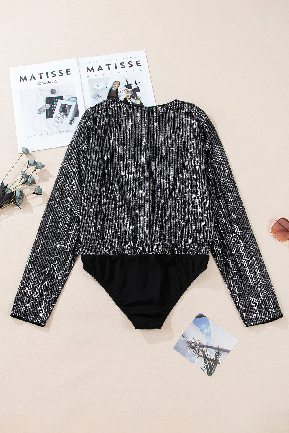 Sequin Mesh Long Sleeve Bodysuit