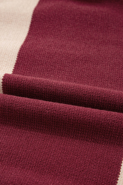 Checker Colorblock Knitted Drop Shoulder Sweater