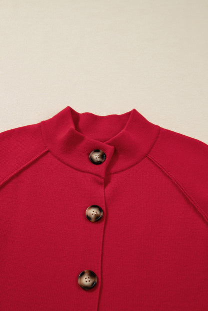 Solid Collared Button Front Cardigan Jacket