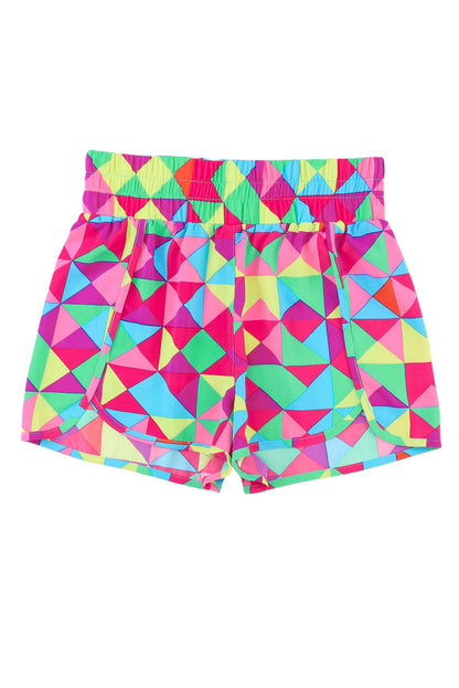 Abstract High Waist Athletic Shorts