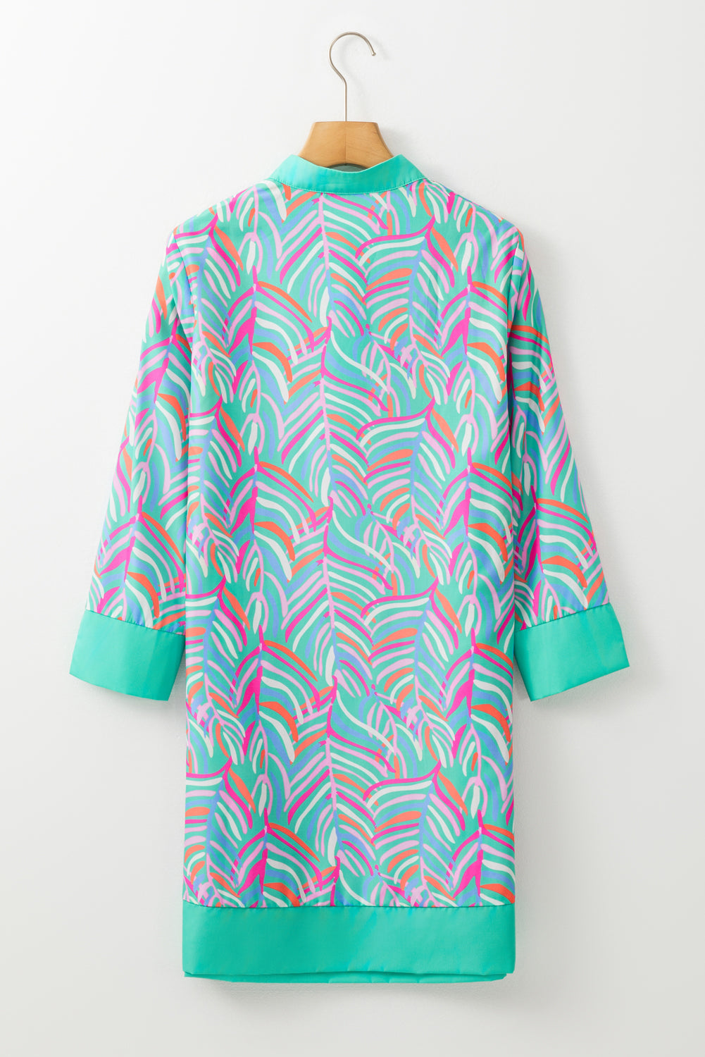 Abstract Split Neck 3/4 Sleeve Dress