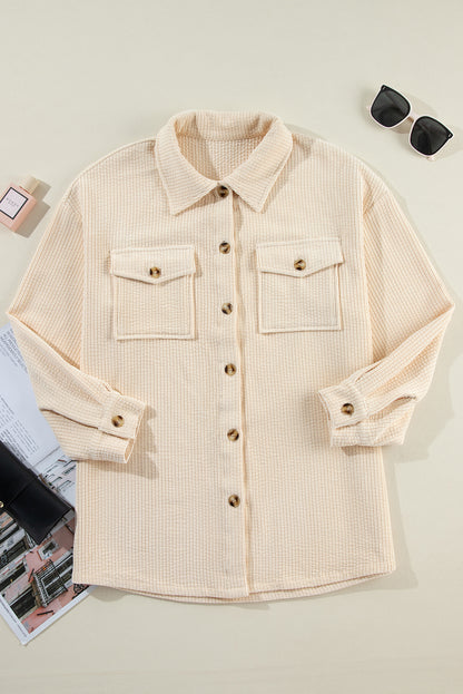 Corduroy Flap Pocket Buttoned Shacket