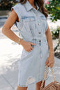 Denim Collared Flap Pocket Dress