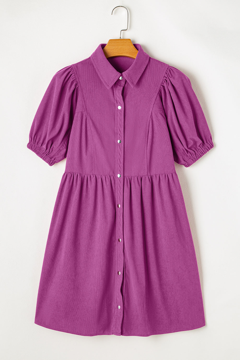 Corduroy Puff Sleeve Babydoll Dress