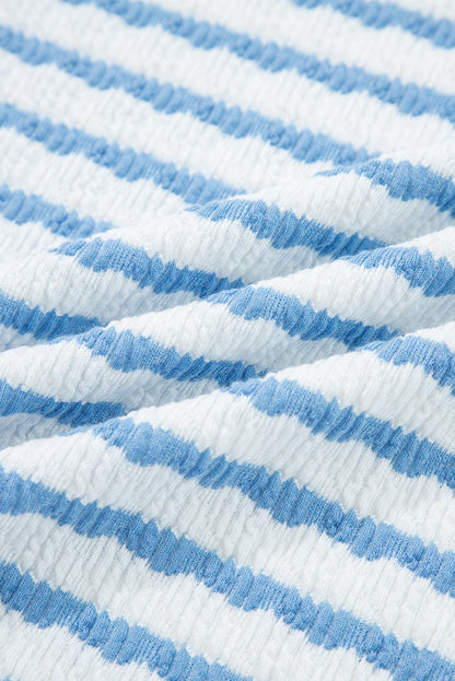 Stripe Collared Top and Drawstring Pants Set