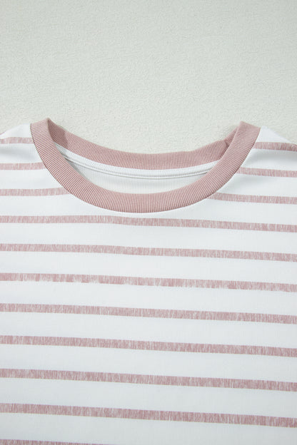 Stripe Colorblock Trim Short Sleeve Top