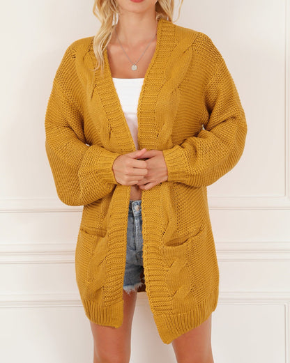 Chunky Cable Lantern Sleeve Cardigan