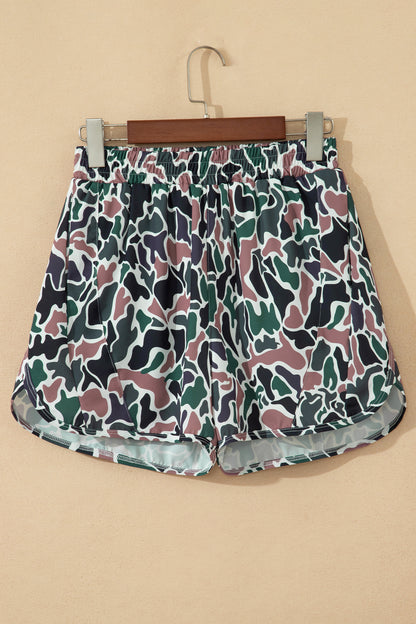 Camo High Waist Lined Athletic Shorts