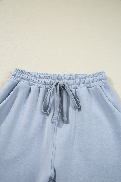 Solid Half-Zip Hoodie and Pants Set