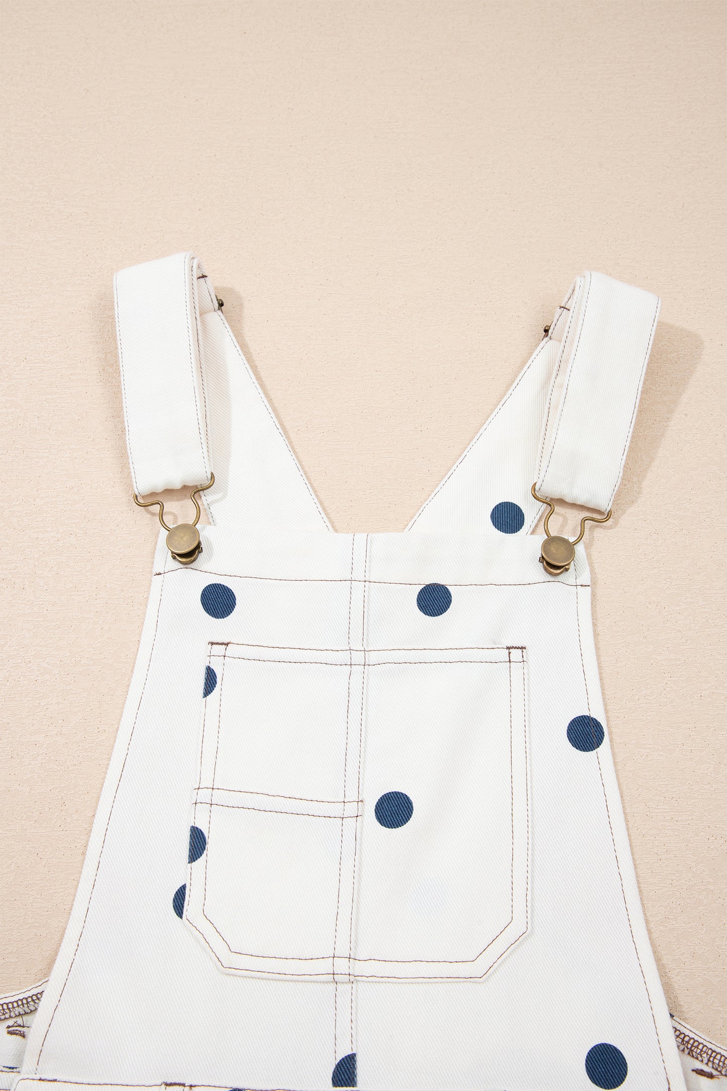 Polka Dot Denim Barrel Leg Overalls Jumpsuit