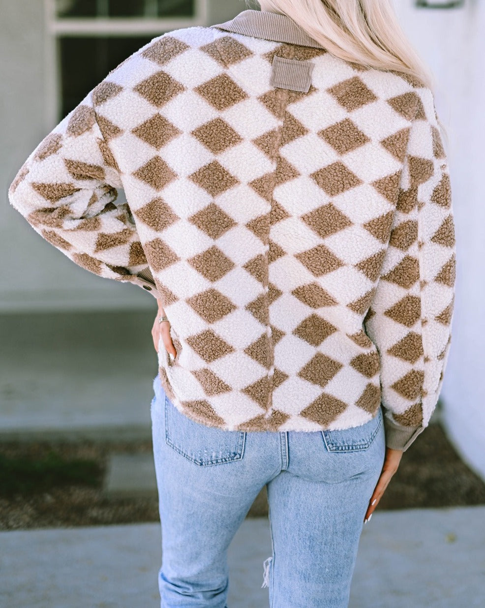 Checkered Sherpa Corduroy Pocket Jacket