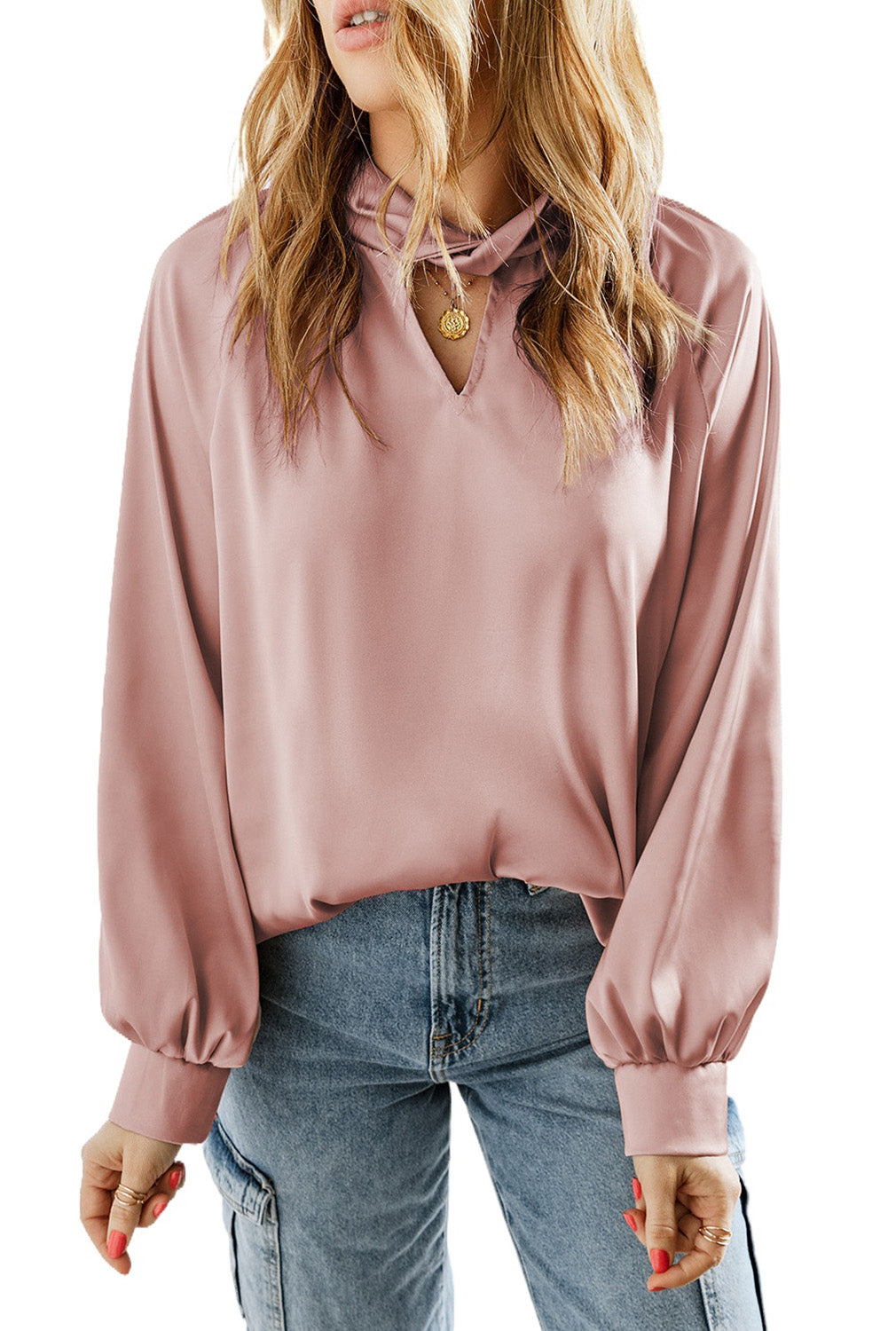 Satin Twist Long Sleeve Blouse