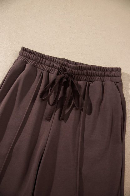 Solid Mock Neck Sweatshirt & Drawstring Pants Set