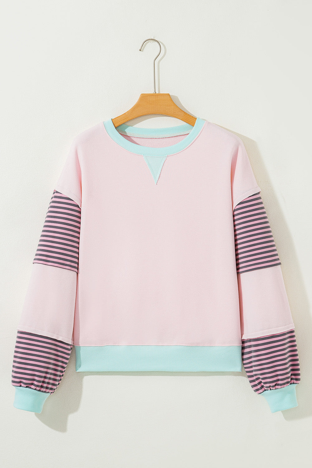 Stripe Colorblock Drop Shoulder Sweatshirt