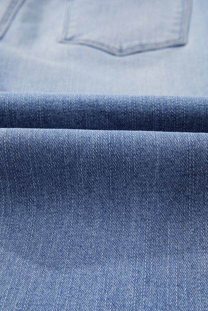 Solid Mineral Wash Raw Hem Flared Jeans