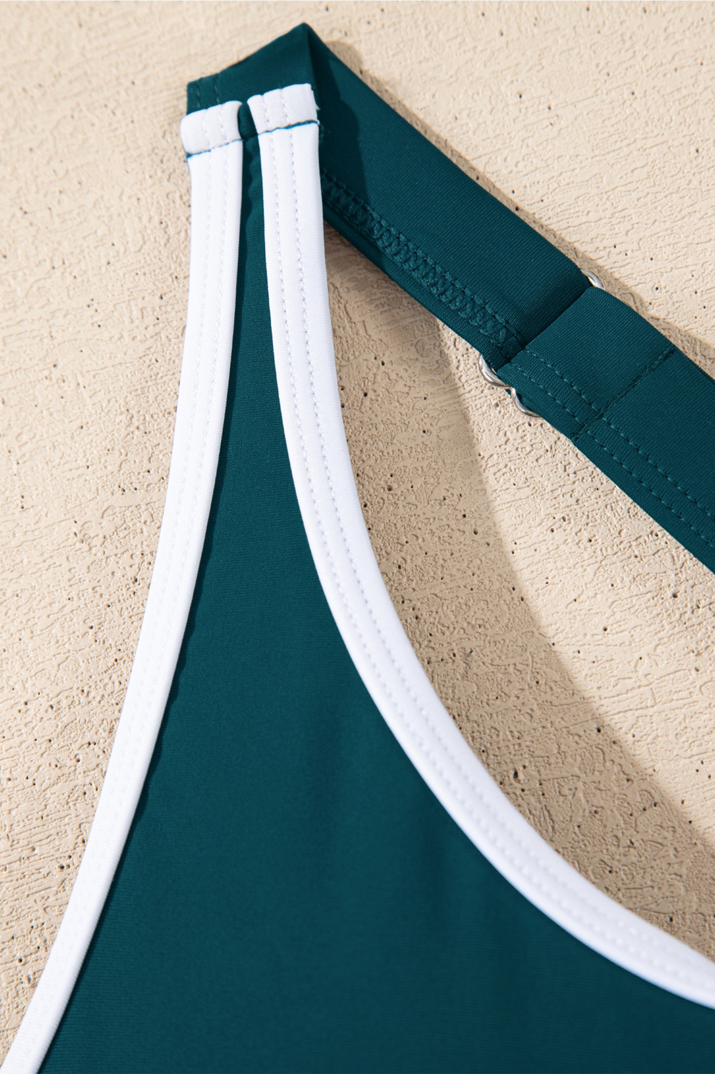 Contrast Trim Ruffle High Waist Swim Dress