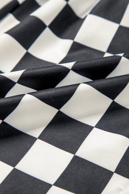 Checker High Waist Casual Shorts