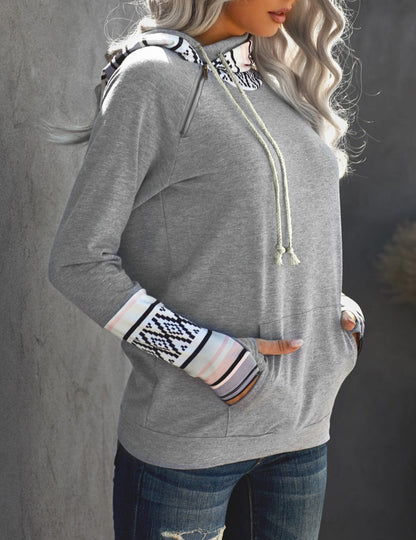 Colorblock Long Sleeve Pocketed Hoodie