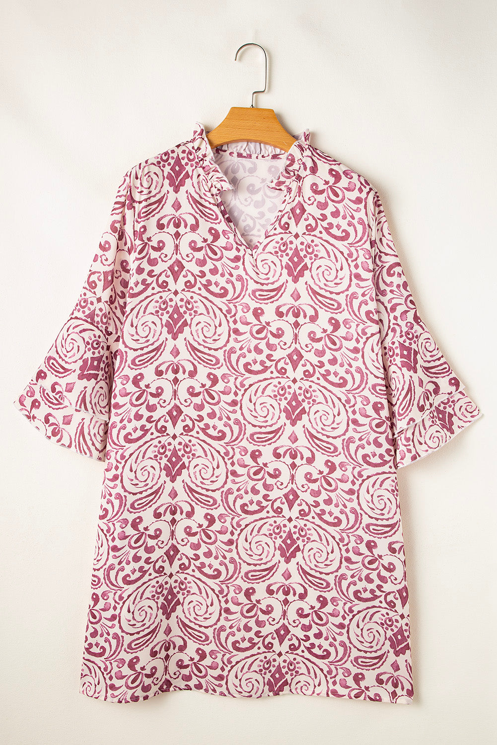 Paisley 3/4 Bell Sleeve Mini Dress