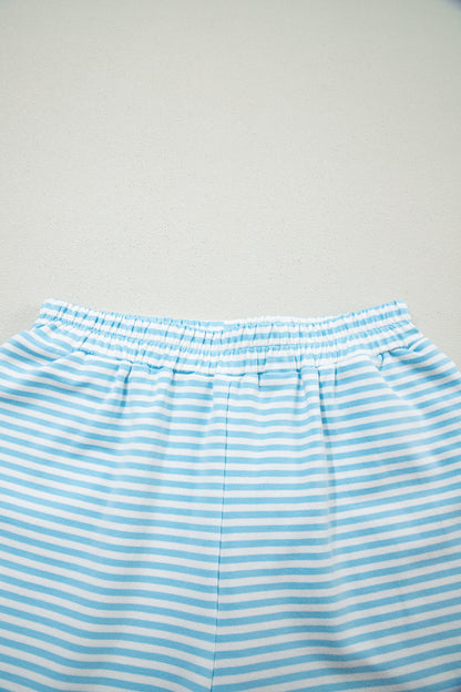 Stripe Oversized Mock Neck Sweatshirt & Shorts Set