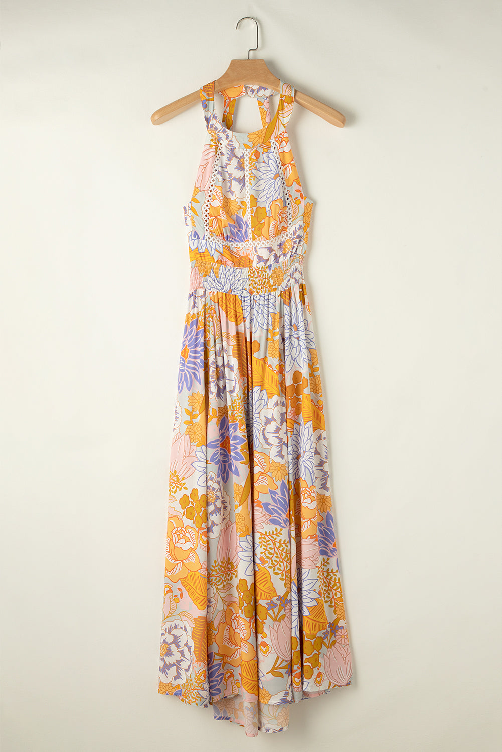 Floral Backless Sleeveless Maxi Dress