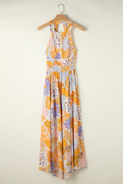 Floral Backless Sleeveless Maxi Dress