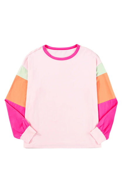 Colorblock Patchwork Long Sleeve Top